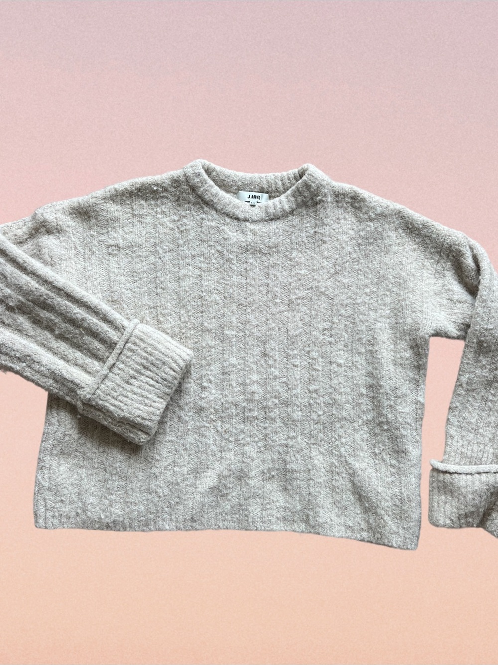 cream cable knit thick boxy sweater, wool
blend - Picture 3 of 6